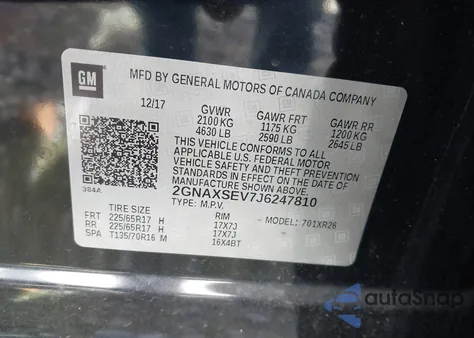 2018 Chevrolet Equinox Lt from USA, damaged, VIN 2GNAXSEV7J6247810